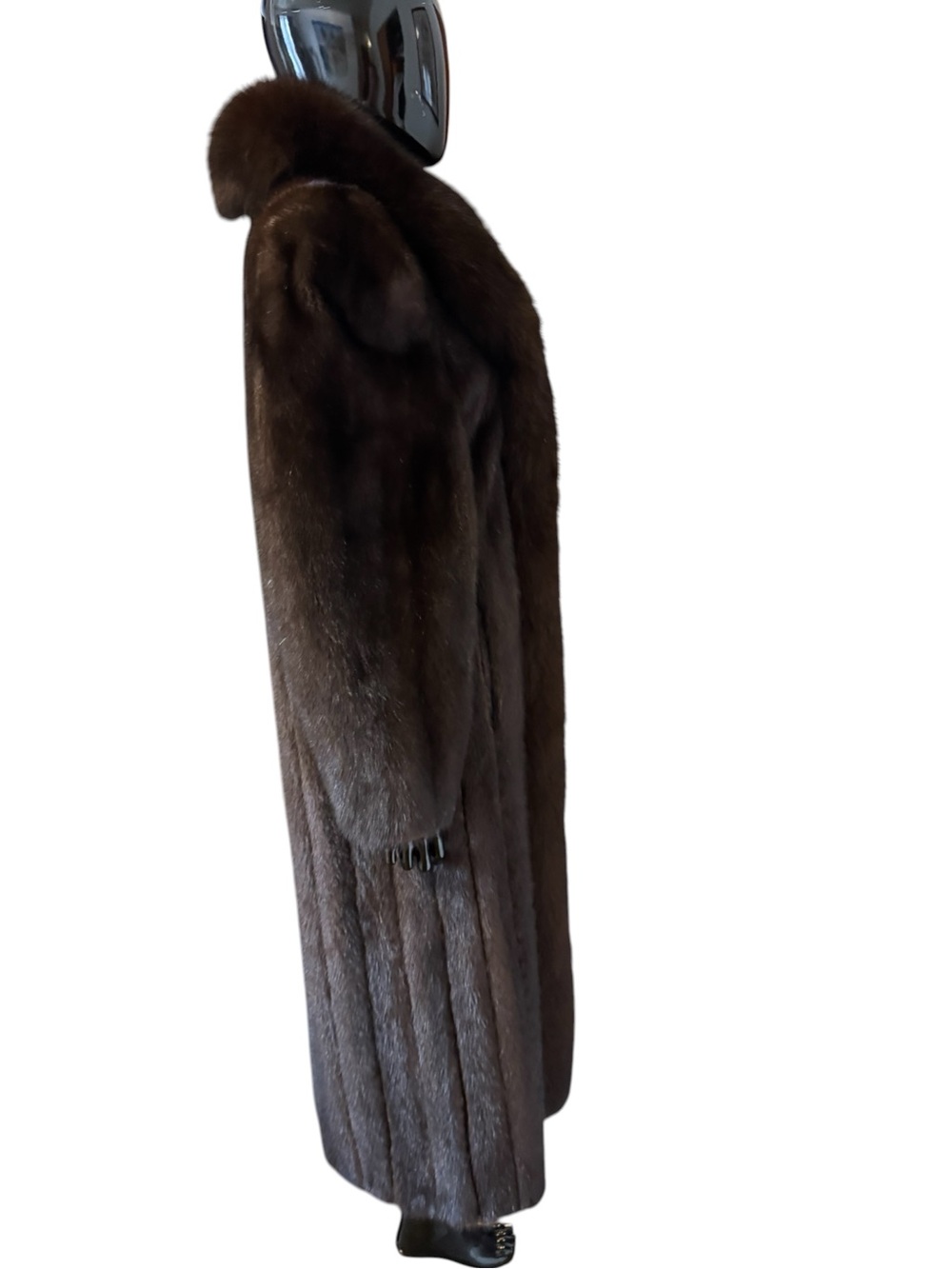 Luxury Long Brown fox Fur Coat - Women dark brown mink and fox - Picture 7 of 10